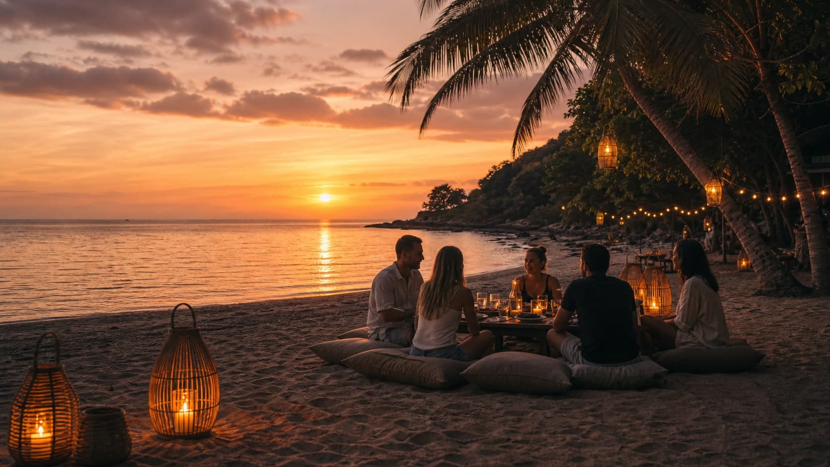 Pemuteran seaside sunset and group dinner